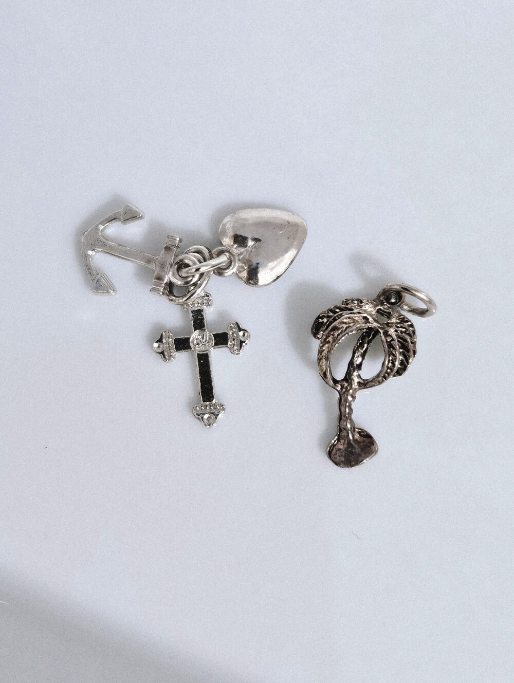 Vintage Sterling Silver Charm Bundle | RJL Faith Hope Love & Palm Tree
